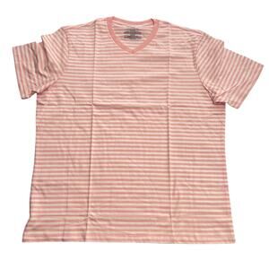 Amazon essentials Men's Slim fit Short sleeve stripe V neck Pink T-shirt size XL